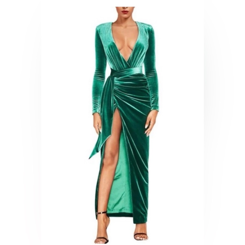 house of cb Emerald Velvet Maxi Florence Gown